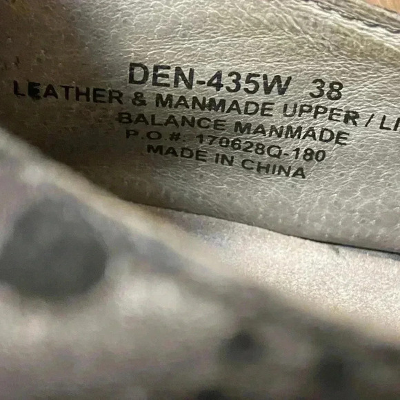 Algeria Den-435W Brenna embossed shoes flat black women slip on leather 38 (7.5) - Picture 5 of 10